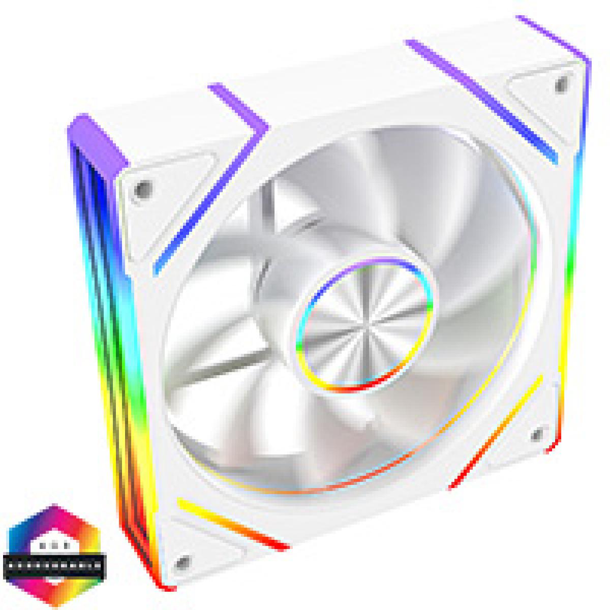 Powercool Aura 120mm ARGB White 4pin PWM PC Cooling Infinity Reverse Fan