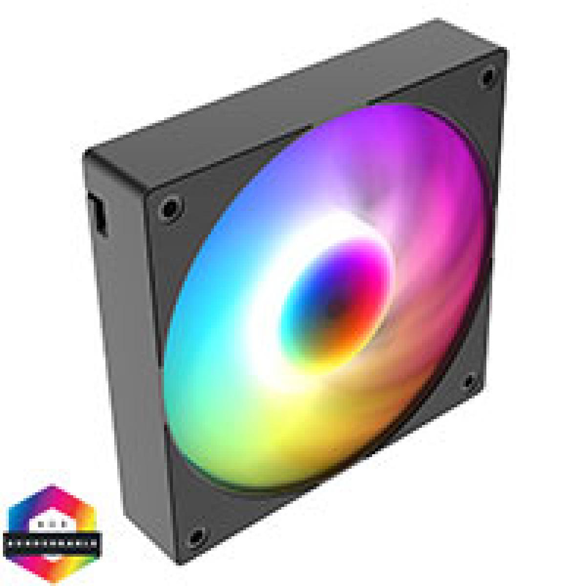 Powercool High Flow Reverse 120mm ARGB Black 4pin PWM PC Cooling Fan