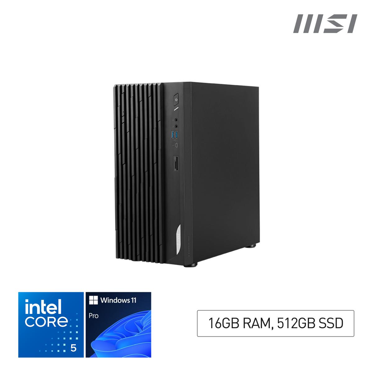MSI Pro DP180 14A Intel Core 5 14400, Desktop PC, DP180 14A, SFF, Mini Computer, HTPC, (16GB RAM, 512GB Storage, Windows 11 ), Intel Graphics/DDR5/Dual HDMI/Dual LAN/WiFi 6E/BT 5.3