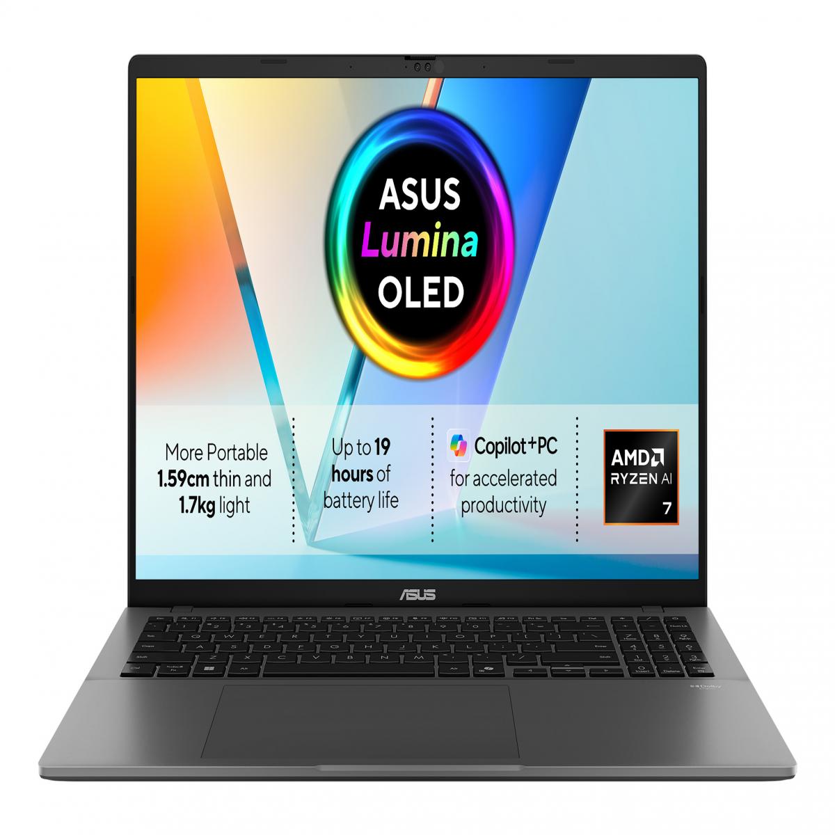 ASUS Vivobook S16 M3607KA-SH008W Copilot+ PC AMD Ryzen™ AI 7 350 Laptop 40.6 cm (16") WUXGA 32 GB DDR5-SDRAM 1 TB SSD Wi-Fi 6 (802.11ax) Windows 11 Home Grey