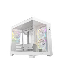 DeepCool CG330 3F ARGB Dual-Chamber Micro-ATX Tower Case, Tempered Glass Panels, 3 x 120mm ARGB Fans, USB 3.0, ITX/Micro-ATX, White