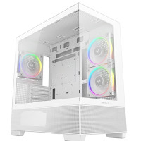 DeepCool CG380 3F Micro-ATX Gaming Case White  Panoramic Tempered Glass Side Panel, Mesh Airflow Front, 3 Pre-Installed ARGB Fans, USB-C & USB-A Front I/O, Spacious SFF/mATX/ITX Build Support