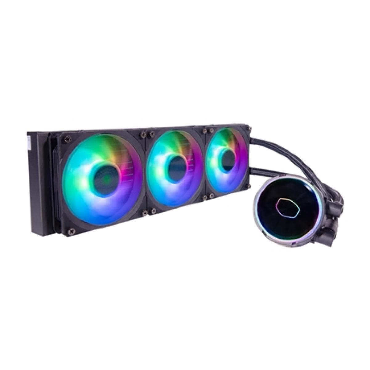 Cooler Master MasterLiquid Pro PL360 Flux AiO Liquid CPU Cooler, Universal Socket, 360mm Radiator, PWM 2300RPM Cooling Fans, Addressable Gen 2 RGB LED Lighting with Dual Loop ARGB Pump & Wired ARGB Controller, Low Profile Radiator