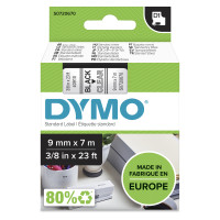 DYMO Authentic D1 Labels | Black Print on Clear Tape | 9 mm x 7 m | Self-Adhesive Labels for LabelManager Label Makers | Made in Europe