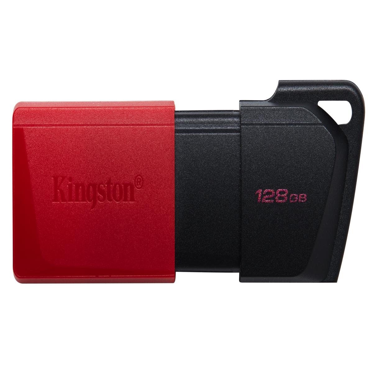 Kingston DataTraveler ExodiaM DTXM/128GB USB Flash Drive, 128GB, USB 3.2, Red / Black, Moving Cap Design