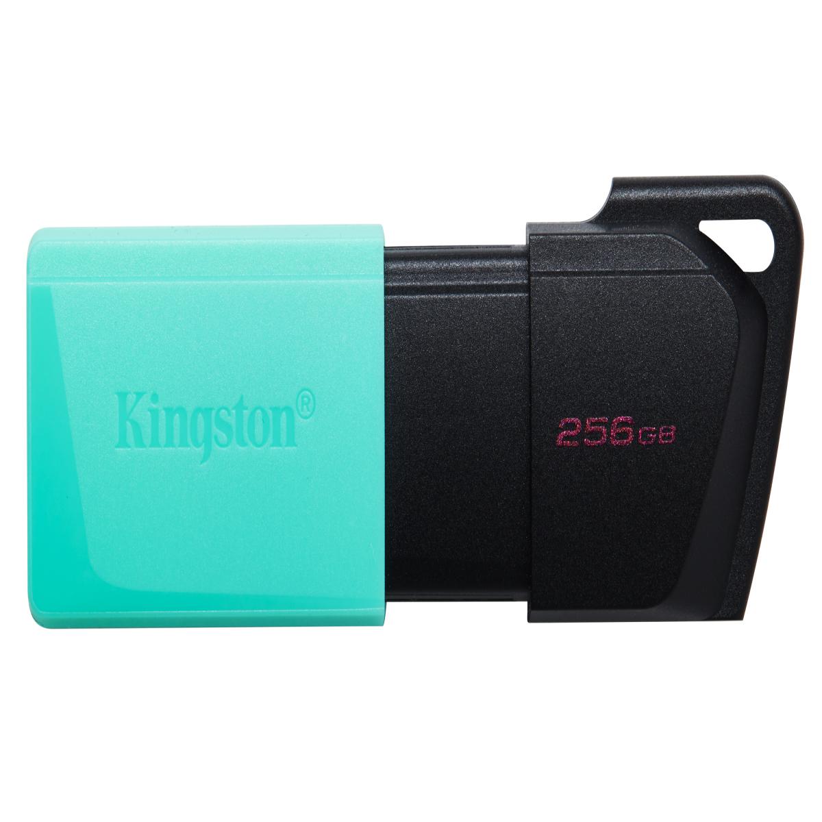 Kingston DataTraveler ExodiaM DTXM/256GB USB Flash Drive, 256GB, USB 3.2, Turquoise / Black, Moving Cap Design