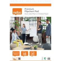 Nobo Premium Flipchart Pad 60x85cm, Dual-Sided Plain or Gridded Paper, 50 sheet, 90g/m², 1 Pack, Rolled