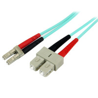 StarTech.com 5m (16.4ft) LC/UPC to SC/UPC OM3 Multimode Fiber Optic Cable, Full Duplex 50/125µm Zipcord Fiber Cable, 100G, Low Insertion Loss, LSZH Fiber Jumper Cord