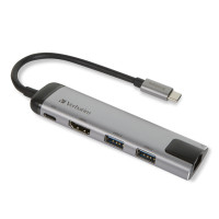 Verbatim 49141 laptop dock/port replicator USB 3.2 Gen 1 (3.1 Gen 1) Type-C Black, Silver