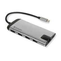 Verbatim 49142 laptop dock/port replicator USB 3.2 Gen 1 (3.1 Gen 1) Type-C Black, Silver