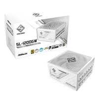 ASRock SL-1200GW 1200W ATX Power Supply Unit, 80 PLUS GOLD Certified, 135mm Striped Axial FDB Fan, High Efficiency PSU