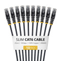 StarTech.com 25cm Black Slim CAT6 Cable, 10 Pack, Snagless, 100W PoE, UTP, LSZH, 28AWG Pure Bare Copper Wire, Slim RJ45 Network Patch Cord w/Strain Reliefs, Individually Tested