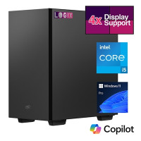 LOGIX Micro Tower - Designed for CCTV Use - Intel i5 Processor, 16GB Kingston Memory, 500GB Kingston SSD, Output to 4 Monitors, with Dual LAN, Windows 11 Pro