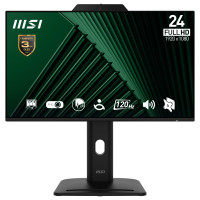 MSI Pro MP242PMG 23.8 Inch Monitor, FHD (1920 x 1080), 120Hz, IPS, 1ms, 1x HDMI 1.4b, 1x DP 1.2a, 1x D-Sub(VGA), 2xUSB 5Gbps Type-A, 1x USB 5Gbps Type-B, Built-in Speakers, Webcam, Anti-Glare, Anti-Flicker, Less Blue light, TÜV Certified, VESA, Kensingto