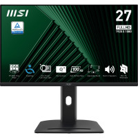 MSI PRO MP275PG 27 Inch Monitor, FHD (1920 x 1080), 100Hz, IPS, 1ms, 1x HDMI 1.4b, 1x DP 1.2a output, 1x D-Sub(VGA), Built-in Speakers, Anti-Glare, Anti-Flicker, Less Blue light, TÜV Certified, VESA, Kensington, 4-way adjustable stand, Black