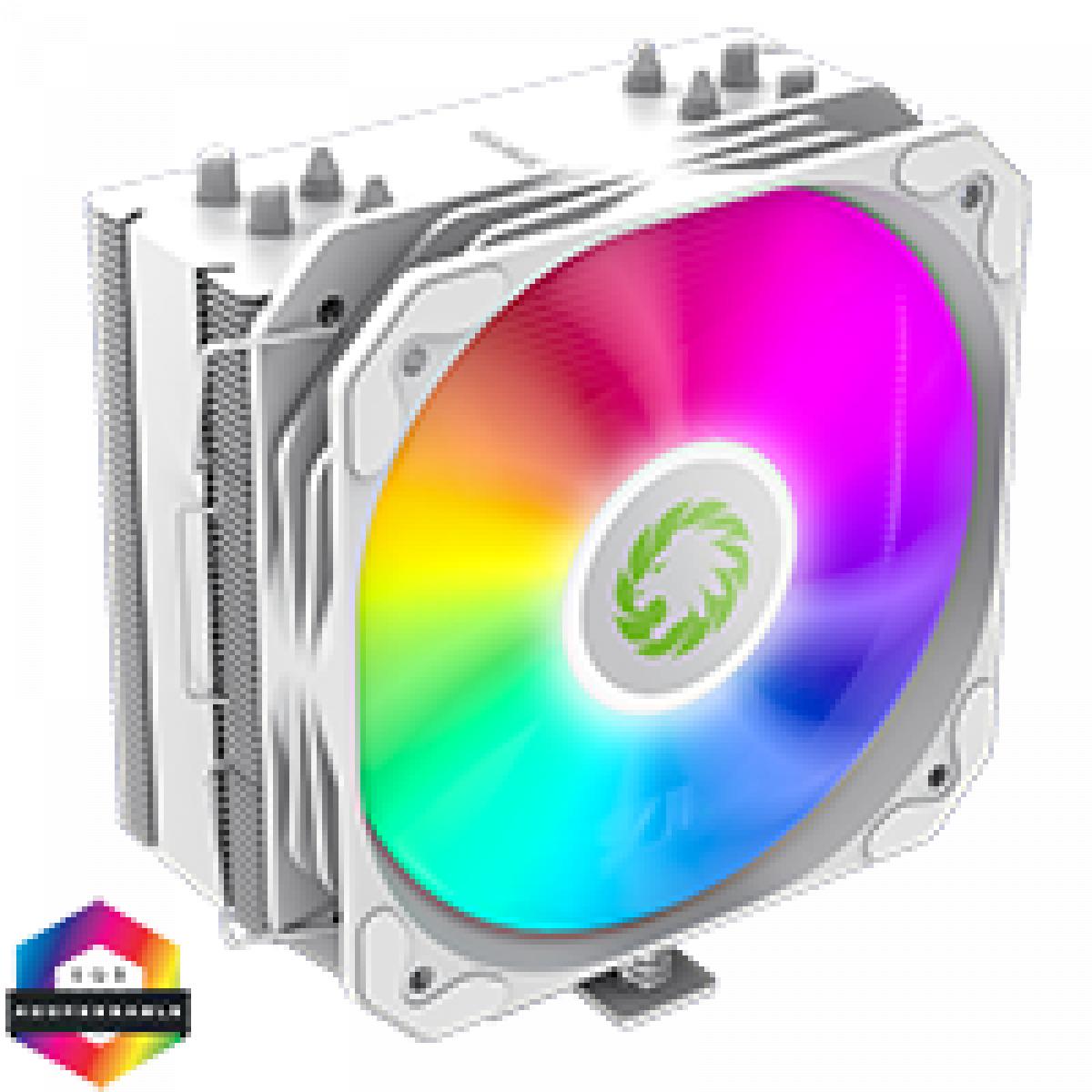 GameMax Sigma 540 White ARGB CPU Cooler With 130mm PWM ARGB Fan 4 x 6mm Heat Pipes TDP 200W