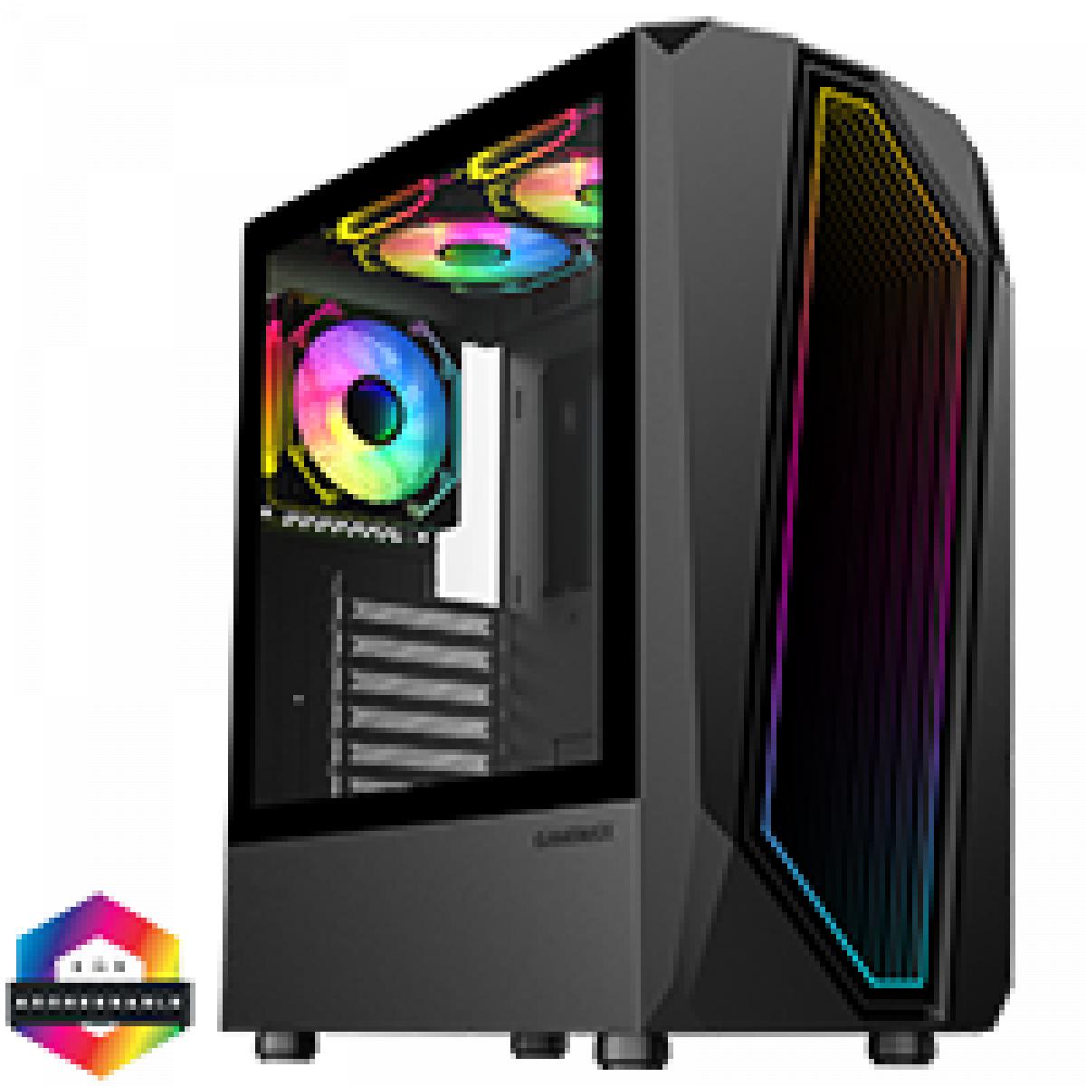 GameMax Time Bandit Black ATX PC Gaming Case with Infinity Front and 3 x 120mm Three-Sided Infinity ARGB 4pin PWM Fans