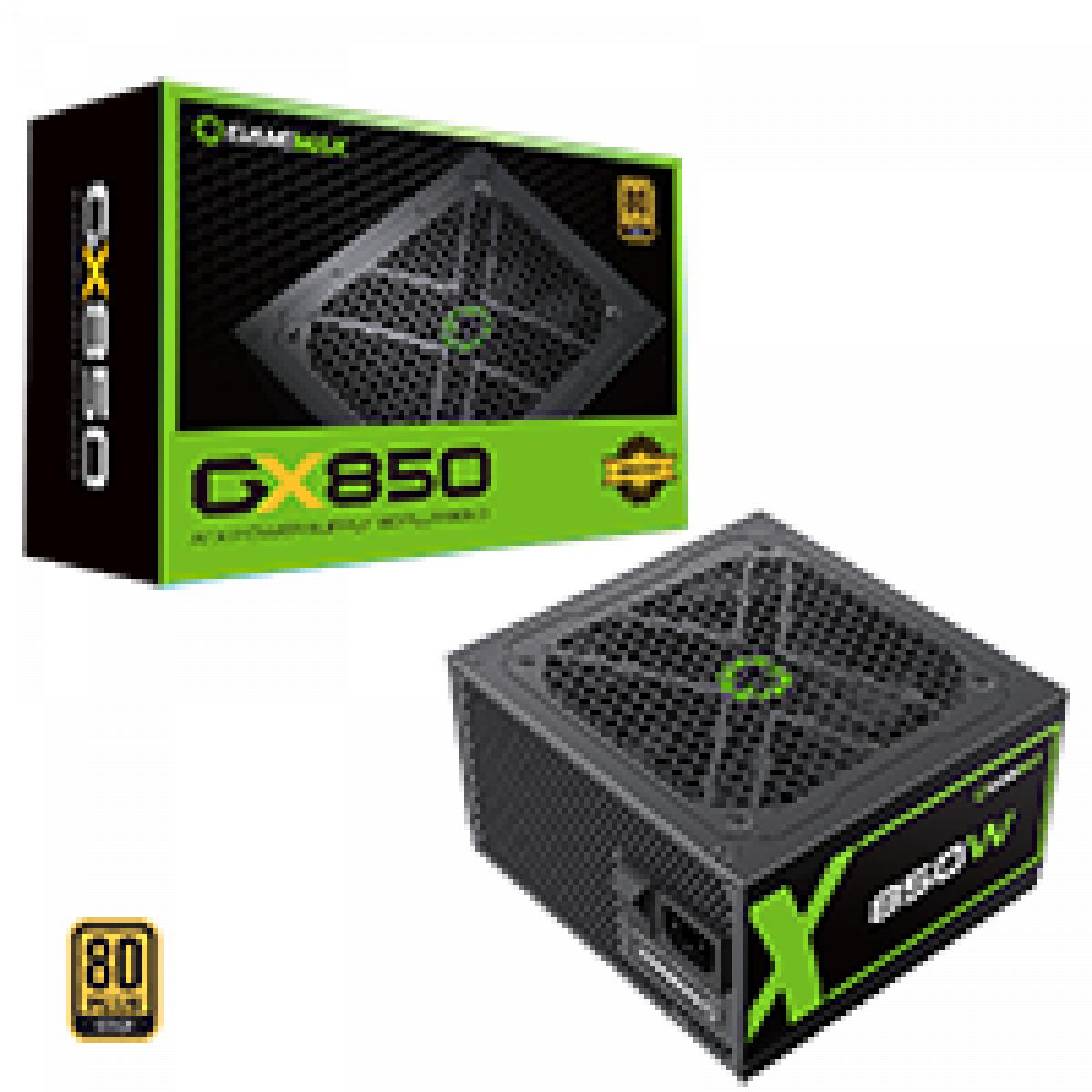 GameMax GX850W Modular 80 Plus Gold Black Power Supply with 120mm FDB Fan