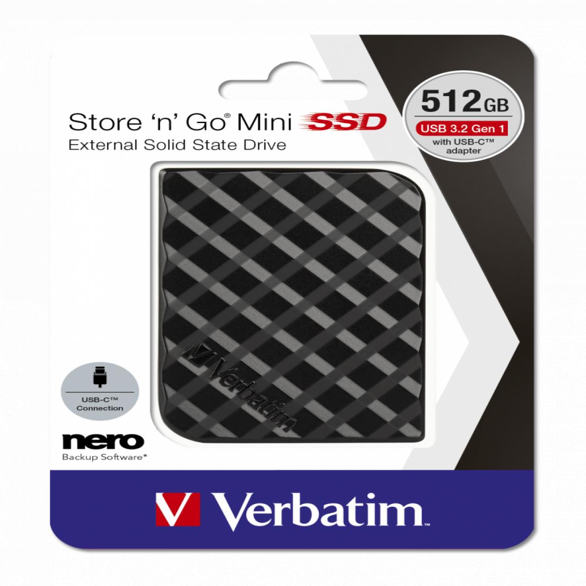 Verbatim Store 'n' Go Mini SSD USB 3.2 Gen 1 512GB Black