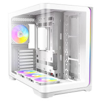 ANTEC Constellation C5 Curve White ARGB Case, Curved Glass Panels, Dual Chamber, Support back-connect motherboards, 4 x ARGB PWM fans with built-in fan controller, ATX, Micro-ATX, ITX