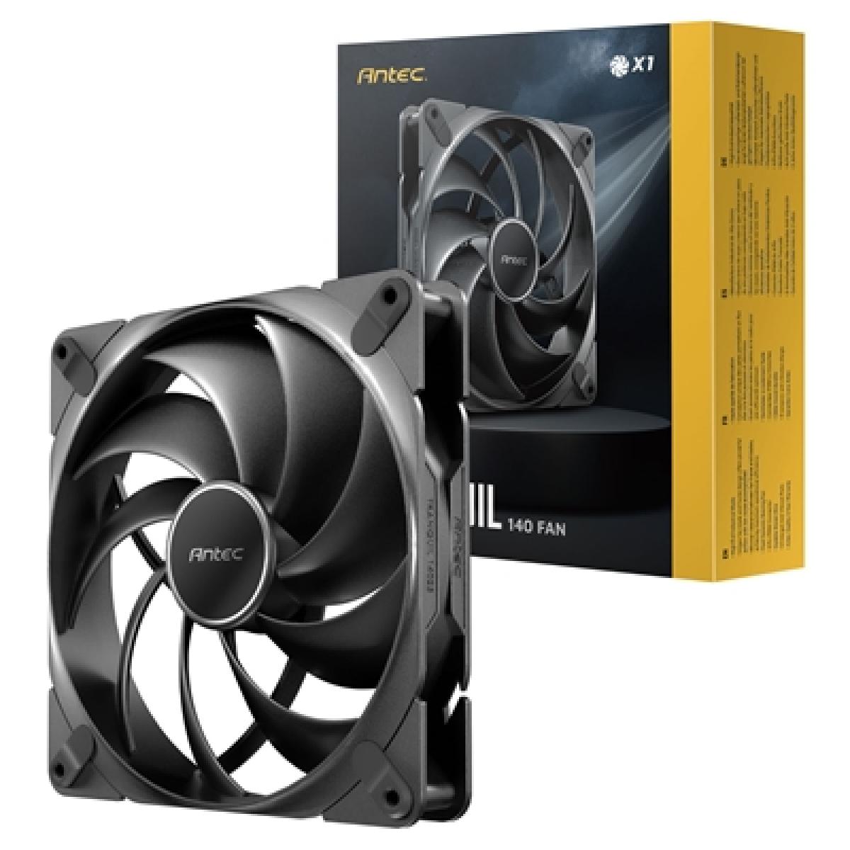 Antec Tranquil 140 PWM Case Fan - Fluid Dynamic Bearing, 450-1500 RPM, Black