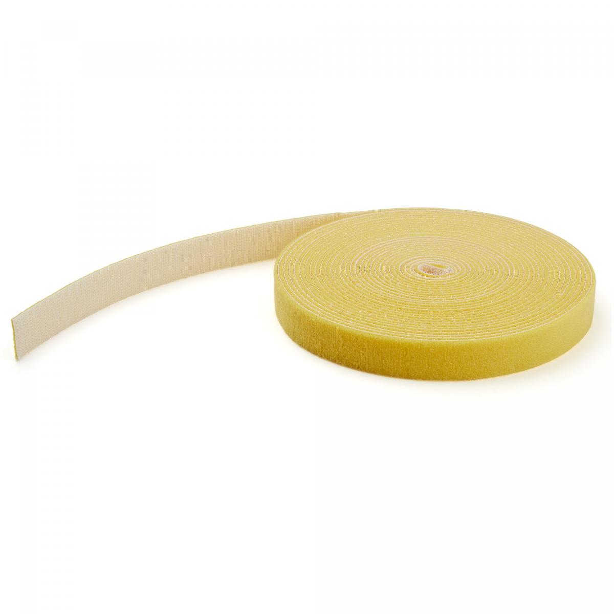 StarTech.com 50ft Hook and Loop Roll - Cut-to-Size Reusable Cable Ties - Bulk Industrial Wire Fastener Tape /Adjustable Fabric Wraps Yellow / Resuable Self Gripping Cable Management Straps