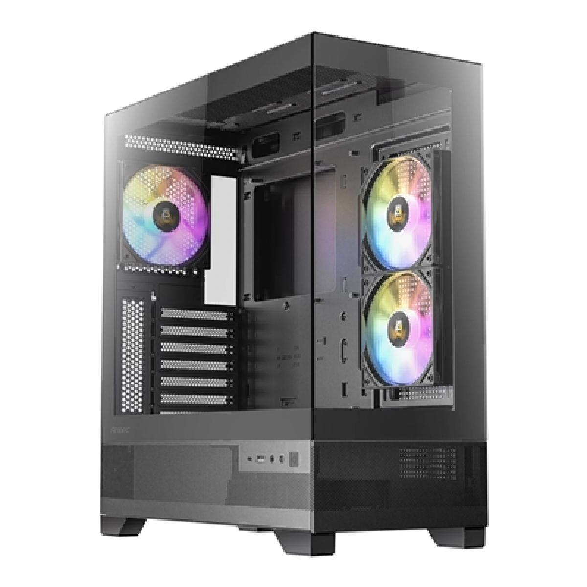 ANTEC CX700 Mid Tower Gaming Case, Black, 270 Full-View Tempered Glass, 3 x 120 mm ARGB PWM Fans, 1 x USB 3.0 / 1 x USB Type-C, ATX, Micro ATX, ITX