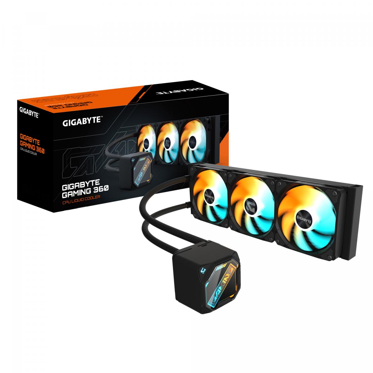 GIGABYTE GP-GIGABYTE Gaming 360 All-in-One Liquid CPU Cooler with 360mm Radiator, ARGB Lighting, Teflon Tubing and Magnetic Rotating Cover