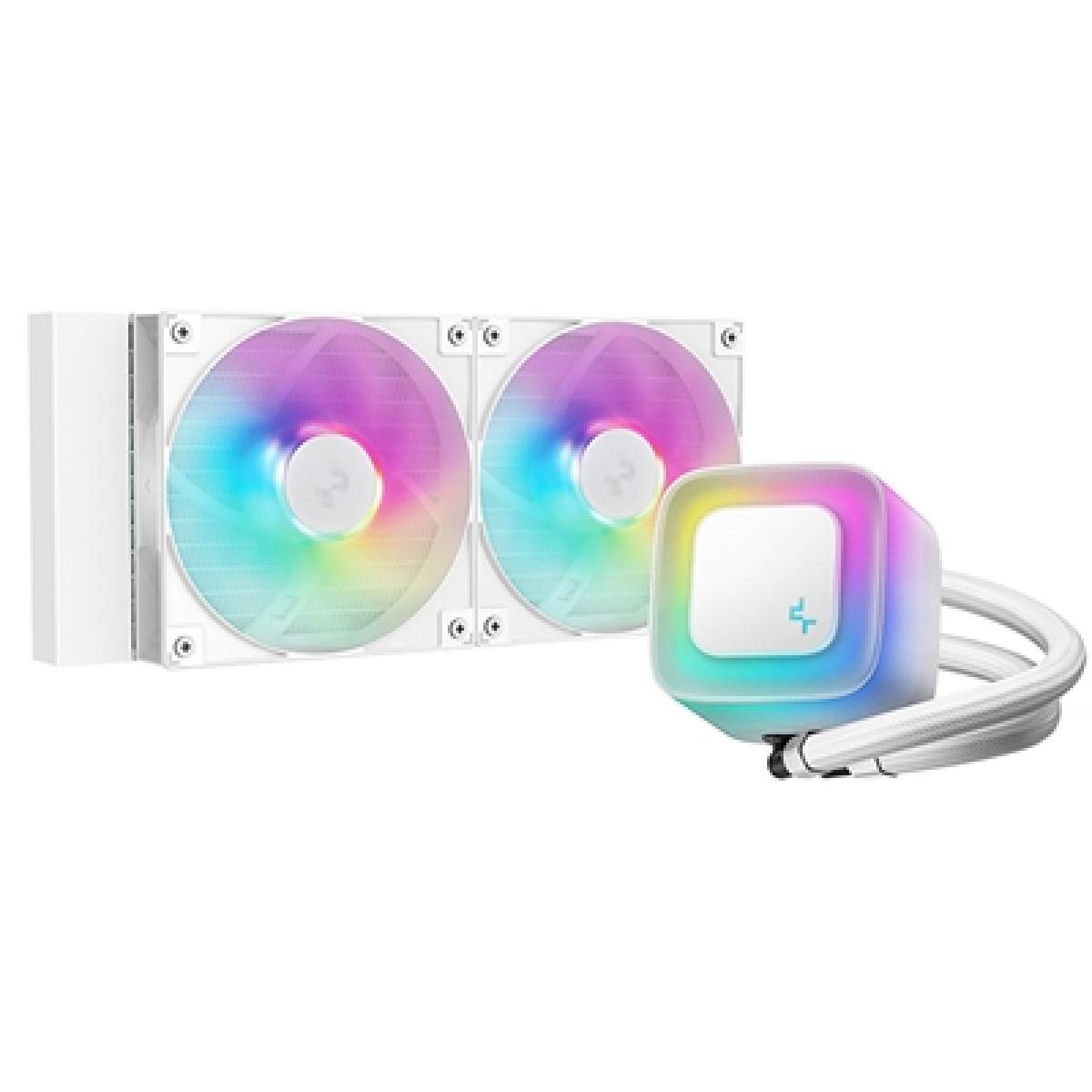 DeepCool LE240 V2 White 240mm Liquid CPU Cooler, Dual 120mm ARGB Fans, Anti-Leak Tech, Quiet Pump, High Performance for Intel & AMD Sockets