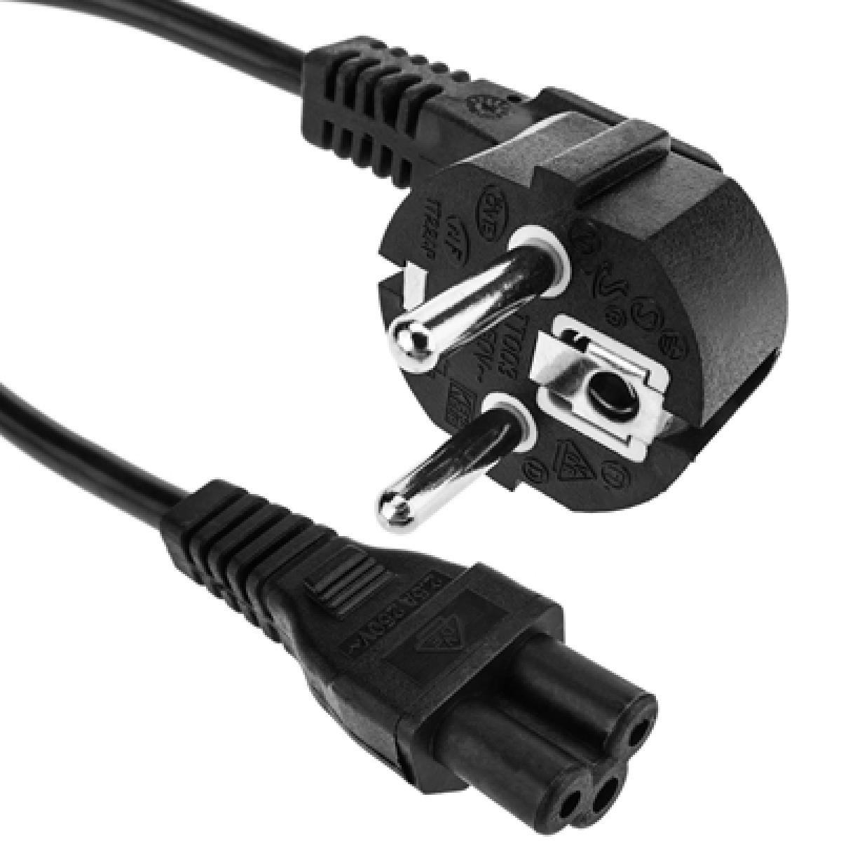 EU 2 Pin Plug To IEC C5 60cm  Mains Extension Cable - Black