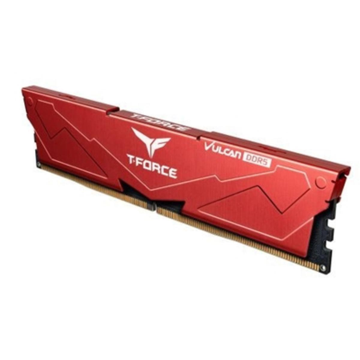 Team T-Force Vulcan FLRD532G5600HC38JDC01 32GB (2x16GB) System Memory, 5600MHz, CL38, DDR5 Kit, Red