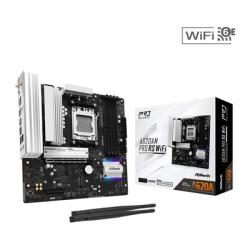 ASRock A620AM Pro RS WiFi AMD Socket AM5 Motherboard, 4x DDR5 Slots, 3x M.2 Socket, 2.5GbE LAN, Wi-Fi 6E, 1x HDMI Port / 1x DisplayPort