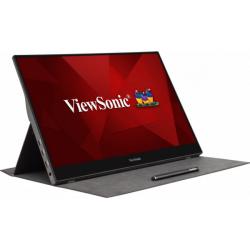 Viewsonic TD1655 16-Inch USB-C Multi-Touch, IPS Portable Monitor, 1920x1080, 60Hz, Mini HDMI, Speakers, 6.5ms, Metallic with Foldable Stand, Pivotable Display