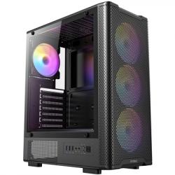 Antec VX310 ARGB  Mid-Tower Gaming PC Case - Pre-Installed 4 x 120mm ARGB Fans, Tempered Glass Side Panel, High-Airflow Mesh Front - ATX/Micro-ATX/ITX
