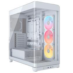 Corsair FRAME 4500X LX-R RGB LINK Gaming Case w/ Glass Side & Front, E-ATX, 3x LX120-R RGB Fans, InfiniRail Fan Mounting, USB-C, Asus BTF Compatible, White