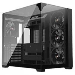 Powercool Pure Black ATX Gaming Case Dual Chamber With 3 x Tempered Glass Panels With 4 x PWM FDB Black Fans Included