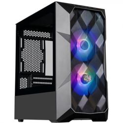 Cooler Master TD300 Mesh Case, Black, Mini Tower, 2 x USB 3.2 Gen 1 Type-A, Tempered Glass Side Window Panel, Polygonal FineMesh Front Panel, SickleFlow Addressable RGB Fans Included, Micro ATX, Mini-ITX