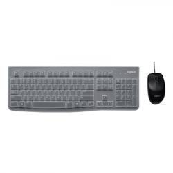 Logitech MK120 Wired Keyboard and Mouse Combo for Windows, Optical Wired Mouse, Full-Size Keyboard, USB Plug-and-Play, QWERTY UK English Layout, Black - Education Edition with Silicone Cover, Brown Box
