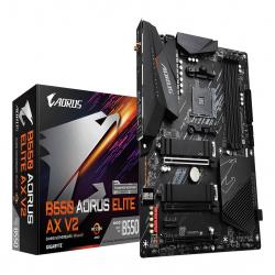 Gigabyte B550 AORUS ELITE AX V2 AMD AM4 Socket Motherboard, ATX, 4x DDR4 Slots, 2x M.2 Sockets, Fitted I/O Shield, 2.5GbE LAN, Wi-Fi 6, 1x DisplayPort / 1x HDMI Port
