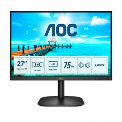 AOC 27B2AM 27 Inch LED Monitor,  Widescreen, Full HD, VGA, HDMI, 4ms, 75Hz, Frameless, Speakers, VESA, Black