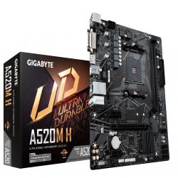 GIGABYTE A520M H Motherboard - Supports AMD Ryzen 5000 Series AM4 CPUs, 4+3 Phases Pure Digital VRM, up to 5100MHz DDR4 (OC), PCIe 3.0 x4 M.2, GbE LAN, USB 3.2 Gen 1