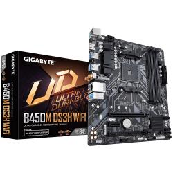 GIGABYTE B450M DS3H WIFI Motherboard - Supports AMD Series 5000 CPUs, up to 3600MHz DDR4 (OC), 1xPCIe M.2, WIFI 802.11ac, GbE LAN, USB 3.1 Gen 1
