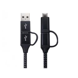 CDL 1m USB C/A-C/Mic B Blk Braid