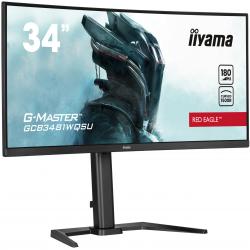 iiyama G-MASTER Red Eagle GCB3481WQSU-B1 34 inch Ultra-Wide Curved Gaming Monitor, 3440 x 1440, 0.3ms, HDMI, DisplayPort, USB Hub, Freesync, 180Hz, Speakers, Black, Internal PSU, Height Adjustable, VESA
