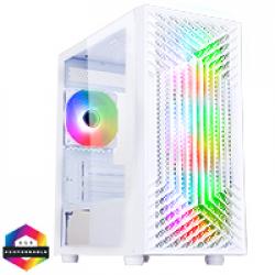 CiT Terra White Micro-ATX PC Gaming Case with 4 x 120mm Infinity Fans Included Tempered Glass Side Panel