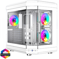 GameMax Hype White Mid-Tower ATX Gaming Case With Dual Chamber Panoramic Tempered Glass With 3 x 120mm GameMax Infinity ARGB Fans Inc.