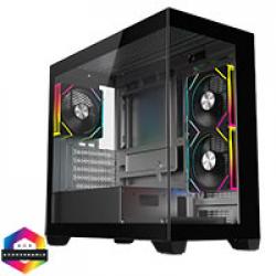 CiT Mercury Black Micro-ATX Gaming Case With Two-Sided Tempered Glass and Power Supply Shroud With 3 x 120mm Infinity PWM ARGB Fans
