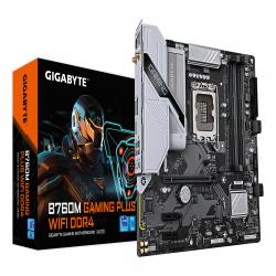 Gigabyte B760M GAMING PLUS WIFI DDR4 Intel 1700 Socket Motherboard, Micro-ATX, 4x DDR4 Slots, 2x M.2 Sockets, Fitted I/O Shield, GbE LAN, Wi-Fi 6, 1x DisplayPort / 1x HDMI Port