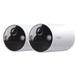 TP-LINK (TAPO C410) Smart Battery-Powered 2K Indoor/Outdoor Security Cameras (2-Pack), 6400mAh Battery, Colour Night Vision, AI Detection, Alarms, 2-Way Audio, No Hub Required
