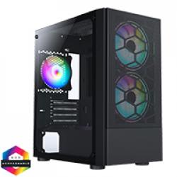 CiT Meta Black Micro-ATX Mesh PC Gaming Case with 2 x 140mm and 1 x 120mm ARGB Fans Included With Tempered Glass Side Panel